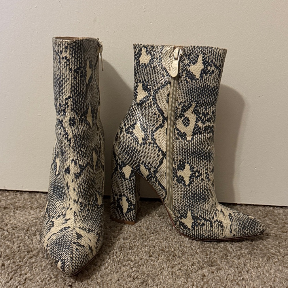 Snakeskin Patterned Ankle Boots